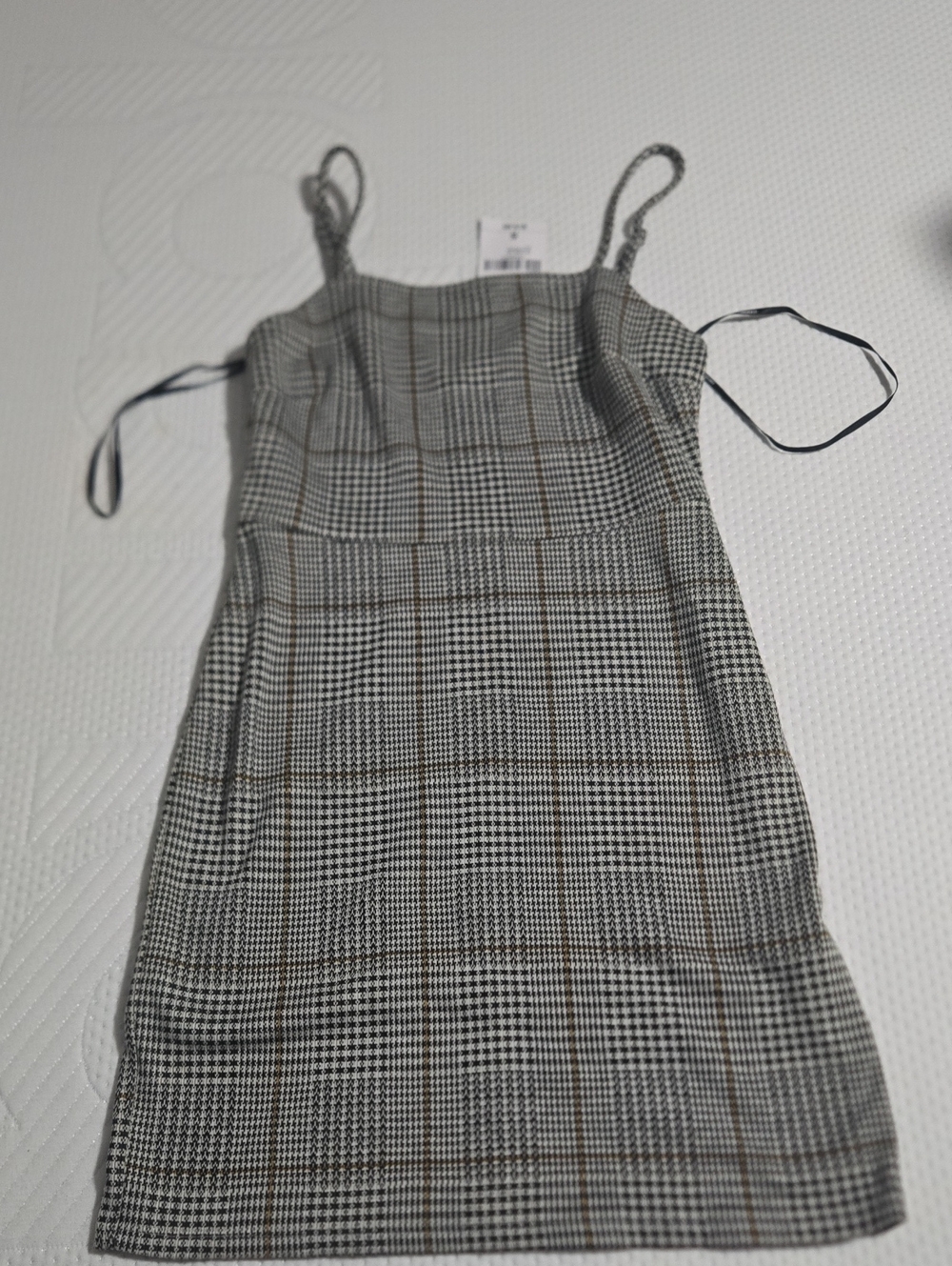 Black White Brown Plaid Knit Dress